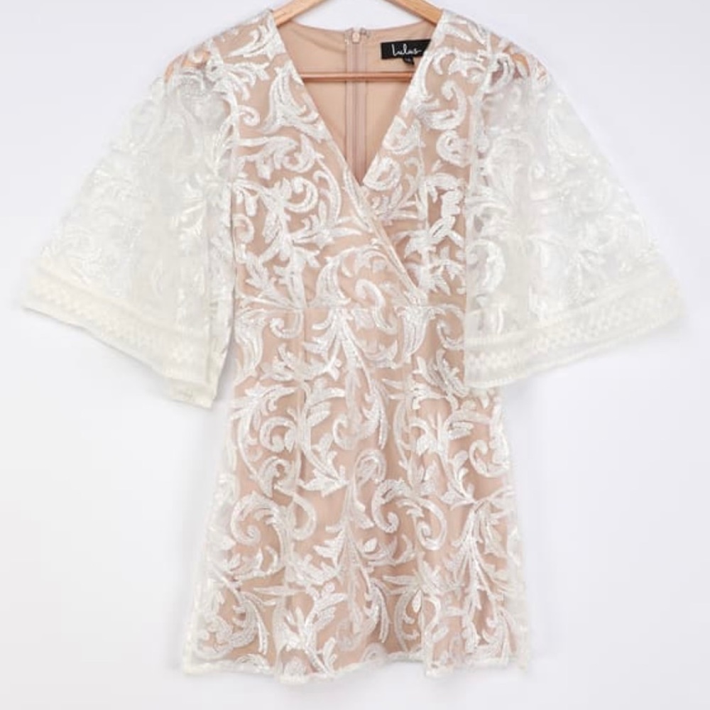 Lulus White Sequin Mini Dress
